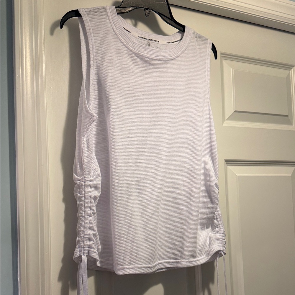 Calvin Klein White Sleeveless Top with Side Details Soft Size XL NWT